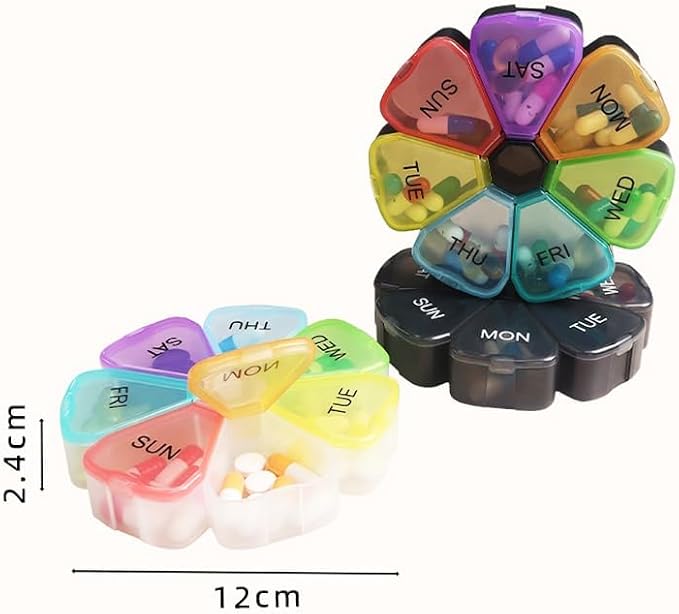 Weekly Pill Organizer 7 Day Cute Portable Large Daily Medicine Box | Easy to Open, BPA Free Travel Pill Case Reminder for Medication Dispenser Vitamin Fish Oil Supplements Capsule DHA Holder