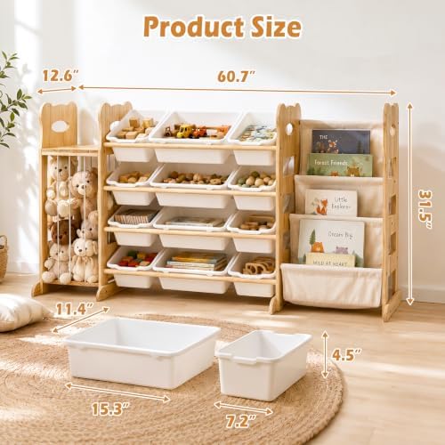 Toy Storage Organizer 60.7'' L | Bookshelf, Stuffed Animal Storage
