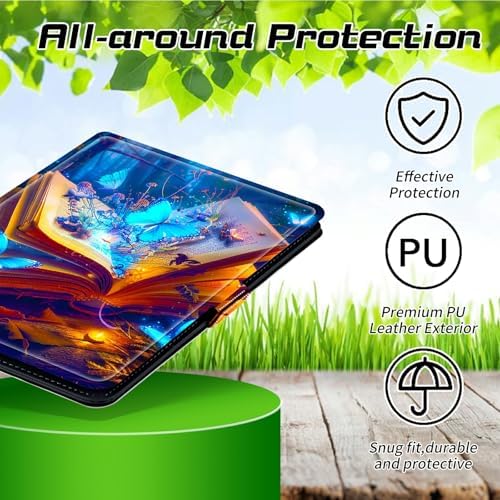 Universal Case for T-Mobile Revvl Tab 2 10.1" Model:9185W 2025/Revvl Tab 5G 10.36" 2023, 360 Degree Rotating Kickstand Protective Stand Leather Shell Cover for 9"-10.5", Book Blue Butterfly