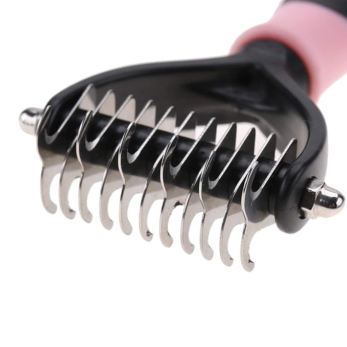 Deshedding Dog Brush, Cat Brush Dog Brush for Shedding Dog Rake Double Sided Undercoat Rake Comb for Detangling, Deshedding Pet Grooming Brush for Small, Medium Dogs and Cats