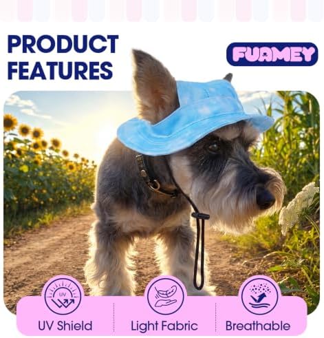 FUAMEY Dog Hat Beach Bucket Hat for Dogs with Ear Holes Summer Visor