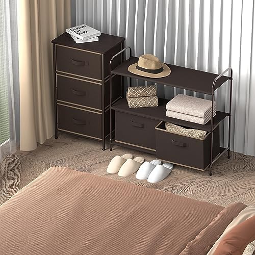Simple Houseware 3-Tier Closet Storage with 2 Drawers, Brown