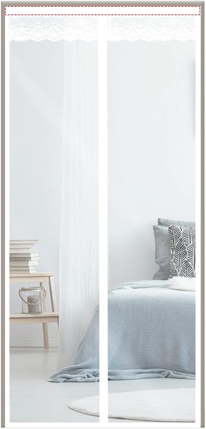 Magnetic Thermal Insulated Door Curtain for Air Conditioner Room/Kitchen Magnetic Screen Door with Hook & Loop Energy Loss Reduce Noise 31" x 76" Inch Clear White