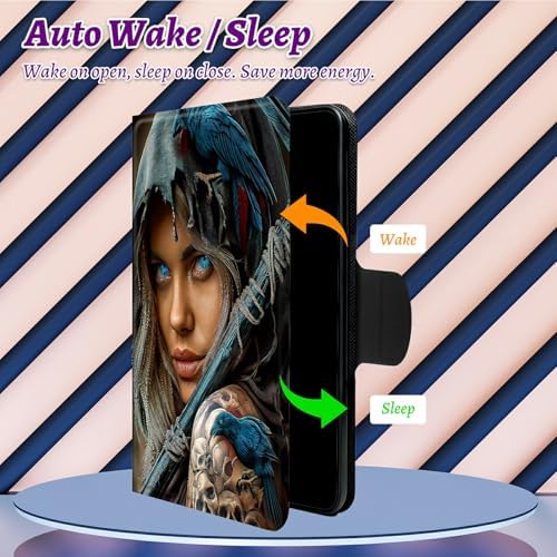 Rotating Handle Case for Samsung Galaxy Tab A11 Plus 2026/A9 Plus 11" 2024, 360 Degree Swivel Kickstand with Magnetic Closure Shockproof Leather Cover for Women Men, Blue Eyed Girl