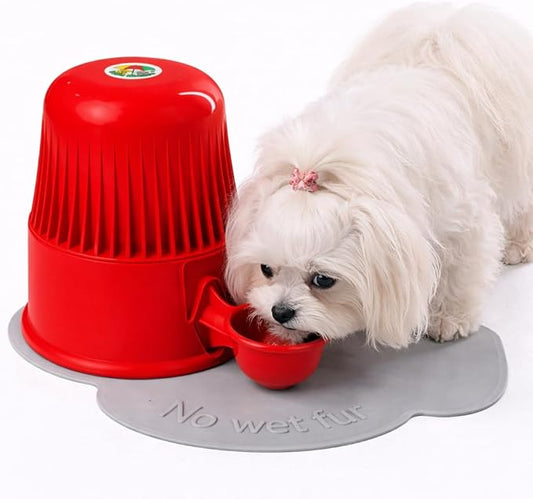 Pet Water Dispenser for Dogs and Cats, 67.6 oz – Gravity-Fed Water Bowl for Clean Drinking, Prevents Wet Fur, BPA-Free Polypropylene, Vida Mansa (Opaque Red)