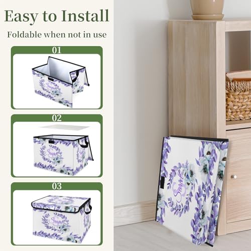 Leaf Storage Bin with Lid Personalized Storage Baskets for Organizing Foldable Closet Organizers with Handles,Cute Basket for Boys Girls for Clothes Blanket Pet Dog Toy Basket Storage (2 Pack)
