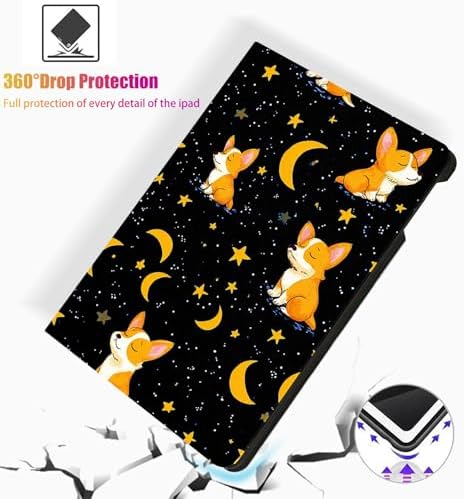 for Microsoft Surface Pro 7 Plus,Surface Pro 7/6/5/4 12.3" Tablet Case,Auto Wake/Sleep,Adjustable Stand Protective Cover - Corgi Starry Night
