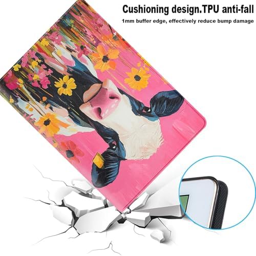 for Samsung Galaxy Tab S10 Plus 2024/S9 Plus/S9 FE Plus 5G 2023 12.4 Inch Tablet Protective Cover with Adjustable Stand and Magnetic Auto Wake/Sleep,Cow Flower