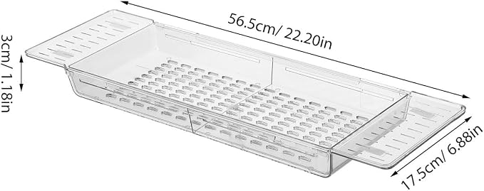 Expandable Pet Bathtub Tray Caddy Rectangular Bathroom Organizer | Foldable Soap Dish Design, Nonslip Storage Caddy, Space Saving for Travel and Everyday Bathroom Use
