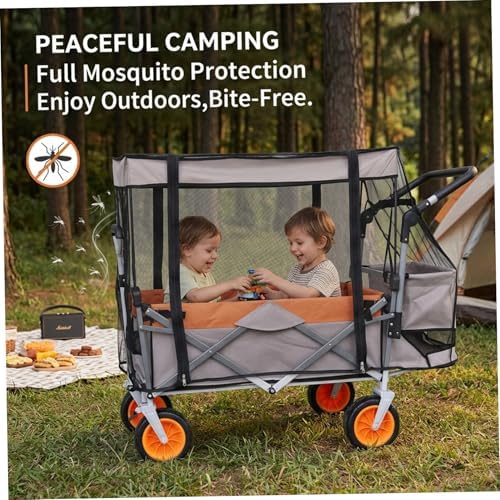 Wagon Cover, Mosquito Net Folding Cover with Zipper, Wagon Accessories for Outdoor Beach Cart, Stroller, Trolley, Indoor Decorations