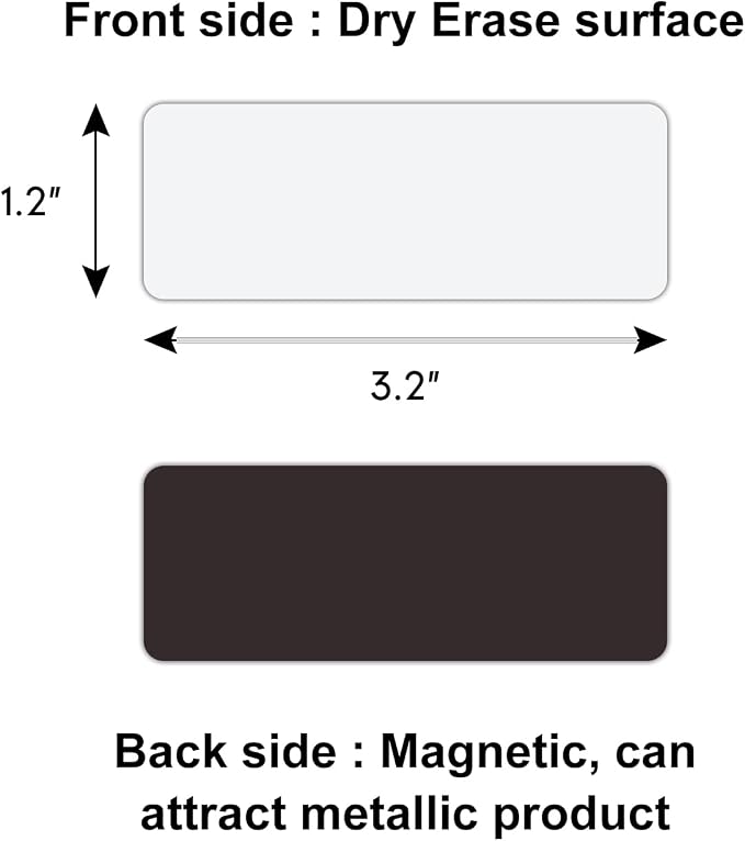 Dry Erase Magnetic Labels 3.1x1.2 Inch White, Reusable Magnetic Dry Erase Labels for Classroom Office Whiteboards，Pack of 40