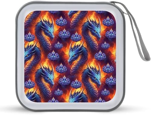 Heavy-Duty DVD Storage Wallet Dragon, Holds 40 Discs, Hard Shell Binder with Carry Handle, Portable Organizer for Movies Music