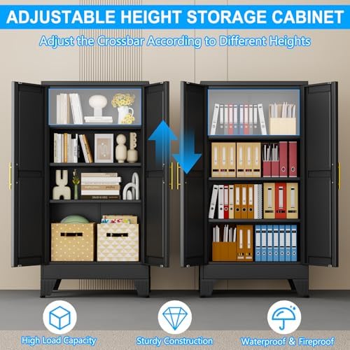 pozdeg 47.25" Black Heavy Duty Metal Garage Storage Cabinet