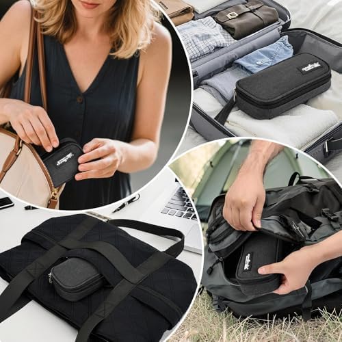 apollo walker Insulin Cooler Travel Case with Ice Packs and Insulation | TSA Approved Includes 2 x 90g ice packs for 9-hour cooling insulin pens & syringes for Diabetics to Carry (Black)