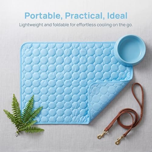 Pet Cooling Mat, ICY nap Dog mat, Portable Washable Ice Silk Cooling Pad for Dogs Cats, Breathable Foldable Mat for Large Small Dogs, Summer Cool Mat for Kennel Floor Car Sofa(Blue,Large)