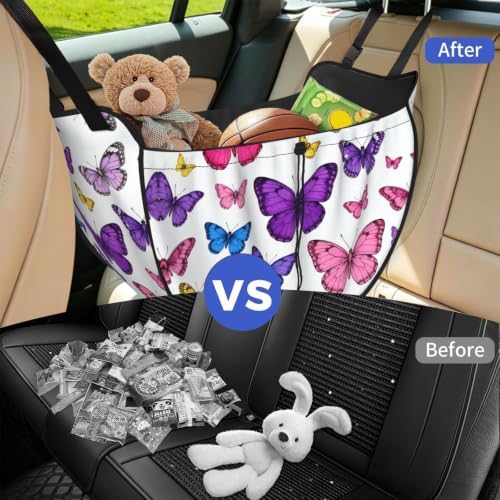 Beautiful butterfly Car Seat Organizer-Backseat Storage Bag for Travel | Waterproof Durable. Holds Snacks Gear Essentials. Fits Most Cars.