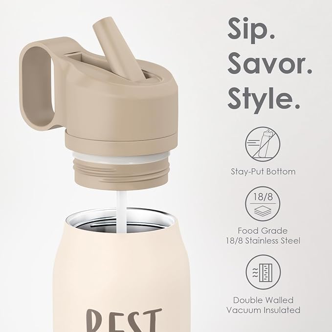 Best Mom Ever Water Bottle with Twist Lid Insulated Stainless Steel 20oz, Travel Water Bottles for Sports & Gym, Mom Gifts for Mothers Day Birthday Christmas