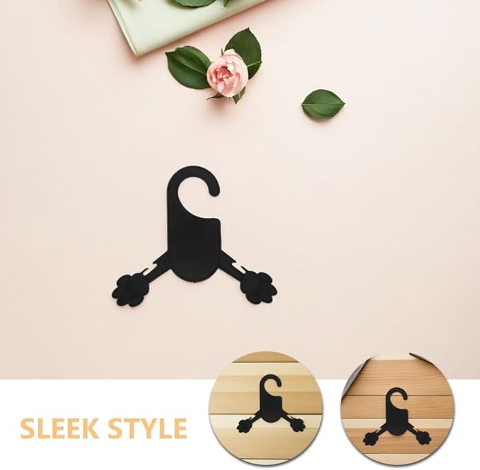 30pcs Pet Clothing Hanger Plastic Black Small Rack for Cat and Puppy | Anti-skid Design, Wear-resistant Build, Spacesaving Organizer for Pet Outfits, Modern Minimalist Style