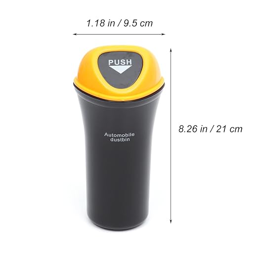 Yardwe Portable Mini Car Trash Can with Leakproof Cover and Clip Abs Vehicle Garbage Bin Organizer for Car Seat Door and More Yellow Multi-Functional Storage for Snacks Supplies and Pet