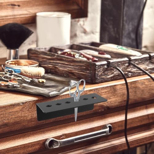 Wall Mounted Hair Tool Organizer for Hairdressing Tools and Pet Grooming Scissors 6-slots Acrylic Shear Holder Easy Installation, Space Saving Design for Home and Salon Use