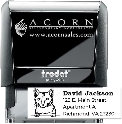 Peeking Burmilla Cat Address Stamp Self-Inking - Custom Stamp for Mail | Cat Address Stamp for Burmilla Cat Owners. Customized Return Address Stamp for Pet Lover Gifts. 4 case colors. Rectangular.