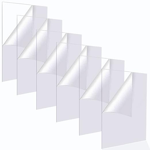 6 Pack PET Sheet Panels for Art, Posters | 8.5" x 11" x 0.02 Clear Acrylic Sheet Glass Alternative for Paintings Arts and Poster Frames Plastic Board Sheets