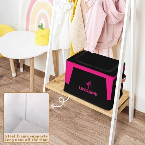 Custom Storage Basket with Zipper Lid, Ballet Foldable Fabric Storage Boxes Decorative Closet Shelves Clothes Organizer Container Cubes with Handle 1PCS