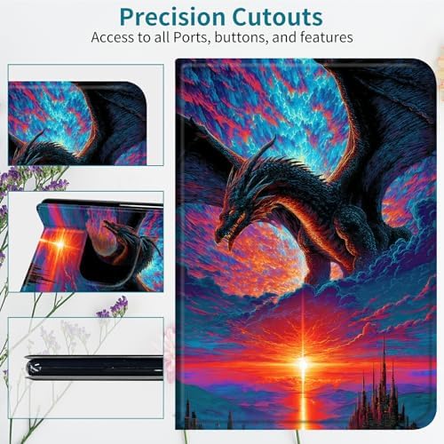 Case for Samsung Tab A11 8.7" 2025/Galaxy Tab A9 8.7" 2023, 360 Degree Rotating Stand with Multi-Angle Vertical & Horizontal Viewing Shockproof Protective Shell for Women Men, Sunset Dragon