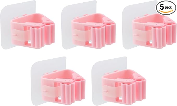 Sscon 5Pcs Self Adhesive Broom Holder Wall Mount Mop and Broom Gripper | Clip mouth holds paper tightly without leaving marks on photos