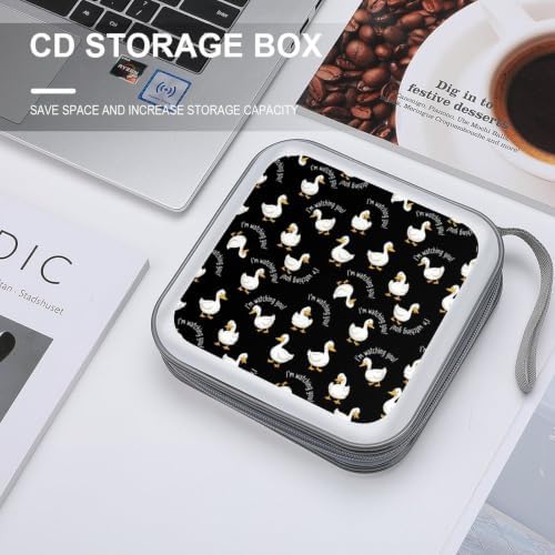 DVD Storage for 40 Movies, Funny Duck Hard Plastic CD DVD Disc Cases | Disc Holder Organizer Binder, Funny Duck, Portable for Travel Home Office