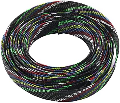 Jutagoss PET Expandable Braided Cable Sleeve, 16.4ft - 5/8 inch Multicolor Cable Management Sleeve, Wire Loom Tube Cord Protector for USB Cable, Power Cord, Audio Video and More, 1Pc