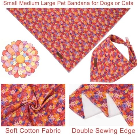 Fall Dog Collar-Fall Floral Dog Bandana- Cute Fall Leaves Dog Bandanas Adjustable Dogs Collar for Small Medium Large Dogs