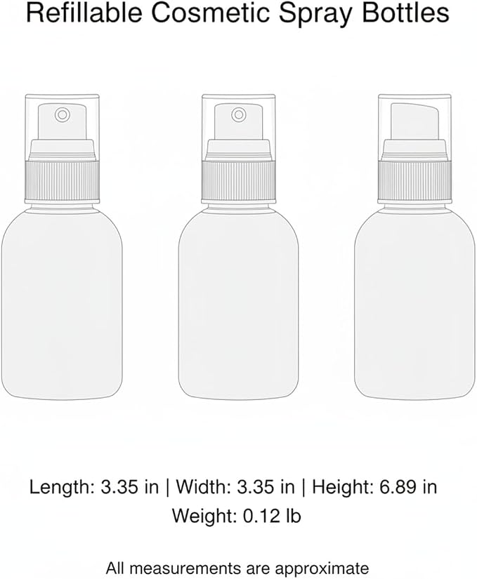 Refillable Cosmetic Spray Bottles, Opaque White PET for Skincare, Travel-Size Dispenser for Toners and Serums, 2 oz (1 PC)