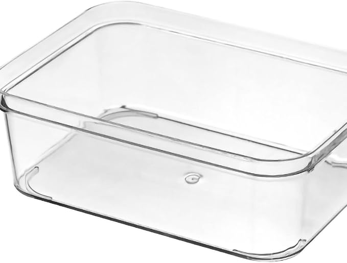 Clear PET Drawer Storage Dividers Stackable Transparent Trays for Kitchen Bathroom Office Multi Compartment Drawer Box 8 (Medium Square Box)