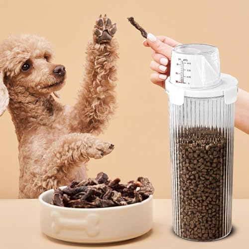 Dog Food Container Large Dog Containers for Food Storage | Airtight Large Capacity Organizer with Pour Spout Measuring Cup Treat Dispenser Holder for Snack Kitchen Accessories
