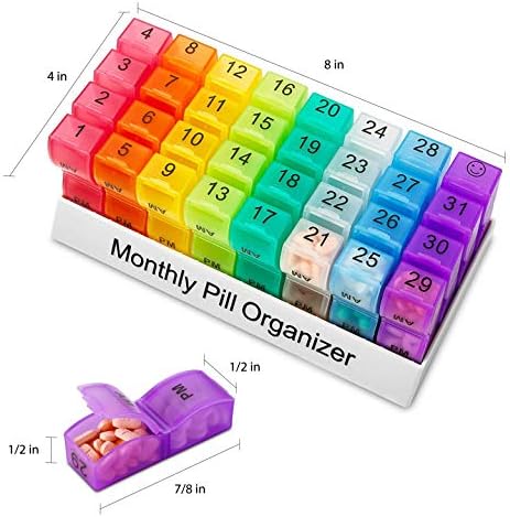 Deke Home - Monthly Pill Organizer 2 Times a Day, 30 Day Pill Box with AM PM Compartments, Large Monthly Medicine Organizer for Vitamins, Supplements & Medication, Travel-Friendly Pill Case, BPA Free
