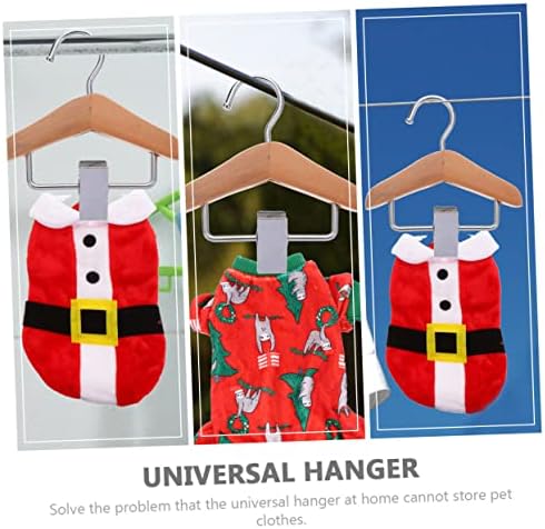 Milisten 2PCS Wooden PET Clothes Hangers Clips Adjustable Dog and Cat Clothing Drying Rack Non-Slip Skirt Clip for PET Apparel