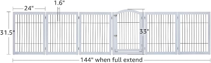 unipaws 144" Extra Wide Dog Gate and Pet Playpen with Walk Through Door