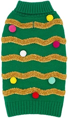 cyeollo Dog Christmas Sweater, Turtleneck Pullover Holiday Outfit, Bulb XS