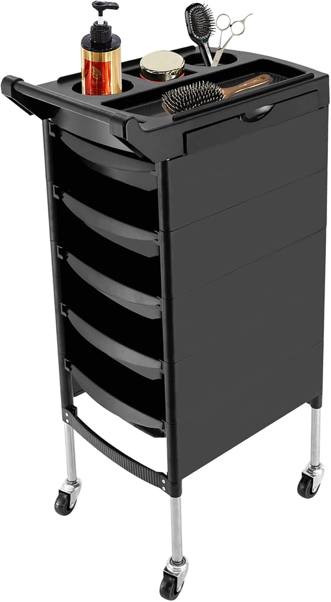 6 Tiers Salon Trolley, 20.5*17.7in Hair Salon Storage Tool Lockable Beauty Storage Organizer Tool Beauty Rolling Trolley Salons Styling Station with Universal Wheels for Beautys Salons Barber Stores