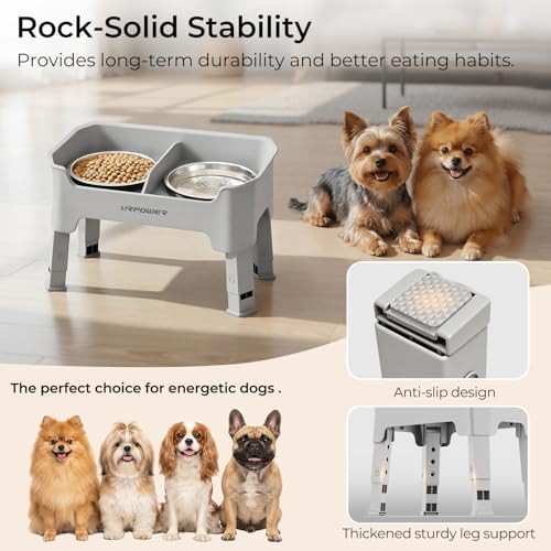 URPOWER Mess Proof Elevated Dog Bowls, Splash Guard Raised Bowl Stand
