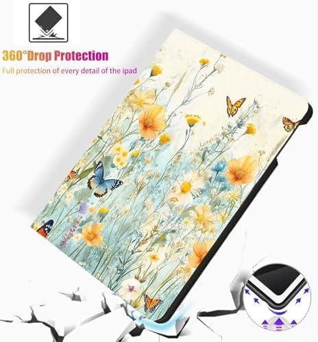 for Microsoft Surface Pro 7 Plus,Surface Pro 7/6/5/4 12.3" Tablet Case,Auto Wake/Sleep,Adjustable Stand Protective Cover - Flower Butterfly