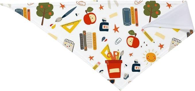 Teacher's Pet Dog Bandana,Funny Bandana Gift,Photo Prop Accessories for Dog Lovers Owner Gift,Triangle Reversible Fall Scarf, Adjustable (Back to School Season)