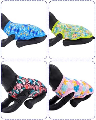 PET SHOW 4 Pack Dog Hawaiian Shirts for Medium Dogs UPF 50+ UV Sun Protection Summer Cool Clothes Tank Top Floral Dog T-Shirts Pet Holiday Party Sleeveless Vest Boy Girl(Large)