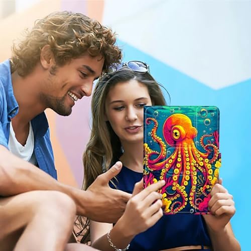 Universal Case for T-Mobile Revvl Tab 2 10.1" Model:9185W 2025/Revvl Tab 5G 10.36" 2023, 360 Degree Rotating Kickstand Protective Stand Shell Cover for 9"-10.5", Octopus Ocean Bottom