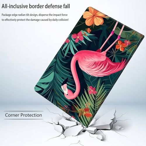 Bxgolkgd Tablet Case for Samsung Galaxy Tab A9 8.7 Inch 2023(SM-X110/X115/X117),Shockproof Stand Cover with Heat Dissipation,Auto Wake/Sleep Function,Flamingo Tropical Plants