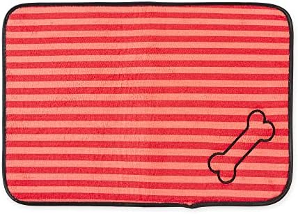 Bone Dry Machine Washable, Ultra Absorbent Pet Mat, 12x18", Red Stripe
