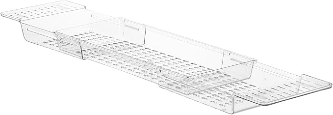 Expandable Pet Bathtub Tray Caddy Rectangular Bathroom Organizer | Foldable Soap Dish Design, Nonslip Storage Caddy, Space Saving for Travel and Everyday Bathroom Use