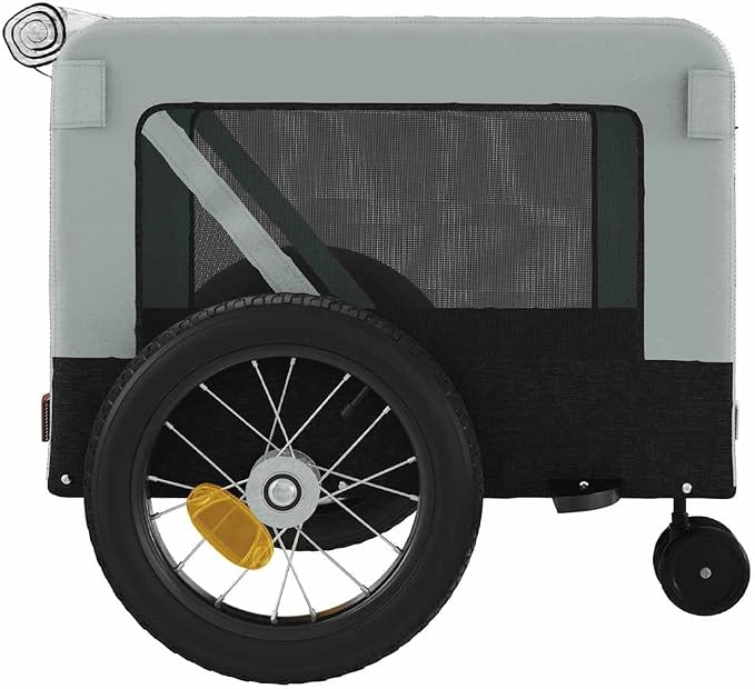 Pet Bike Trailer for Small Dogs, Foldable Bicycle Cargo Trailer with Iron Frame and Oxford Fabric, Includes Mesh Windows, Reflectors and Flag for Safety