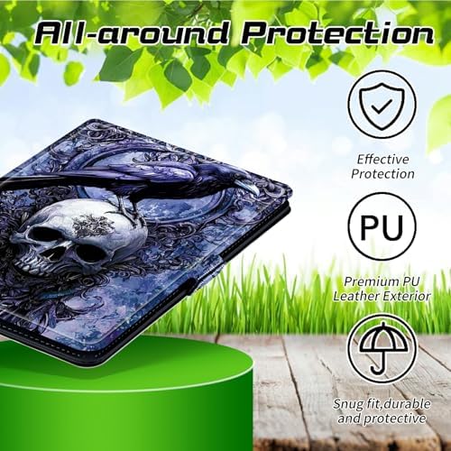 Universal Tablet Case for T-Mobile Revvl Tab 2 10.1" 2025/Revvl Tab 5G 10.36" 2023, 360 Degree Rotating Kickstand Protective Stand PU Leather Shell Cover for 9"-10.5", Grey Skull Eagle